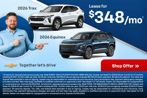 New 2026 Trax and Equinox