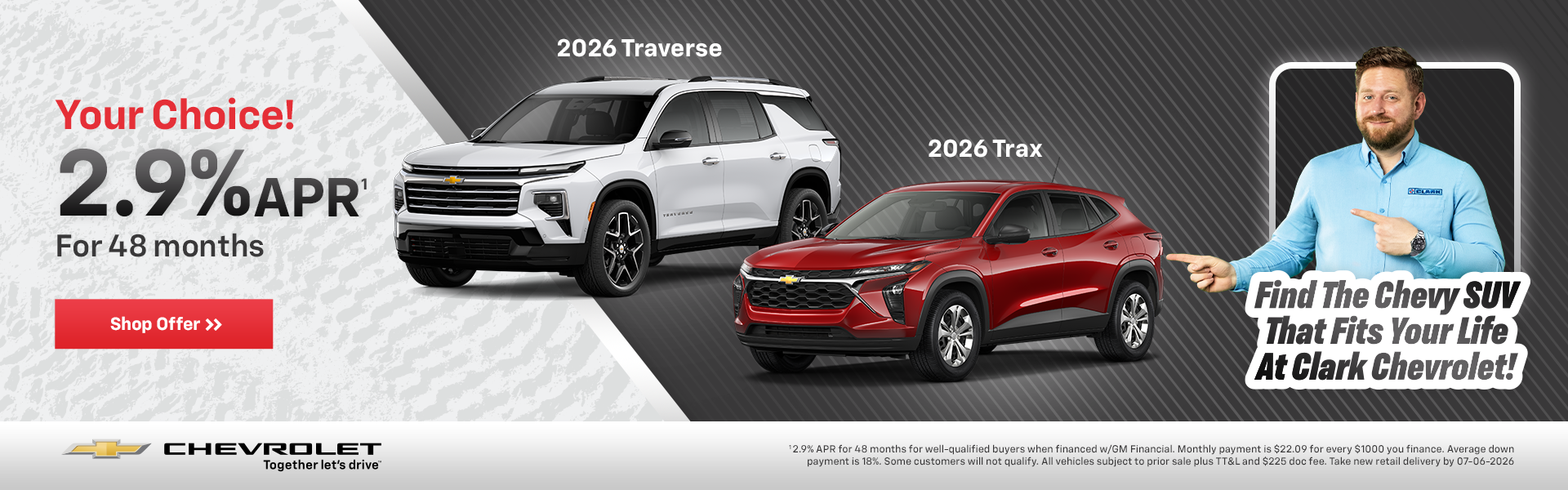 APR special on Chevy Traverse and Chevy Trax